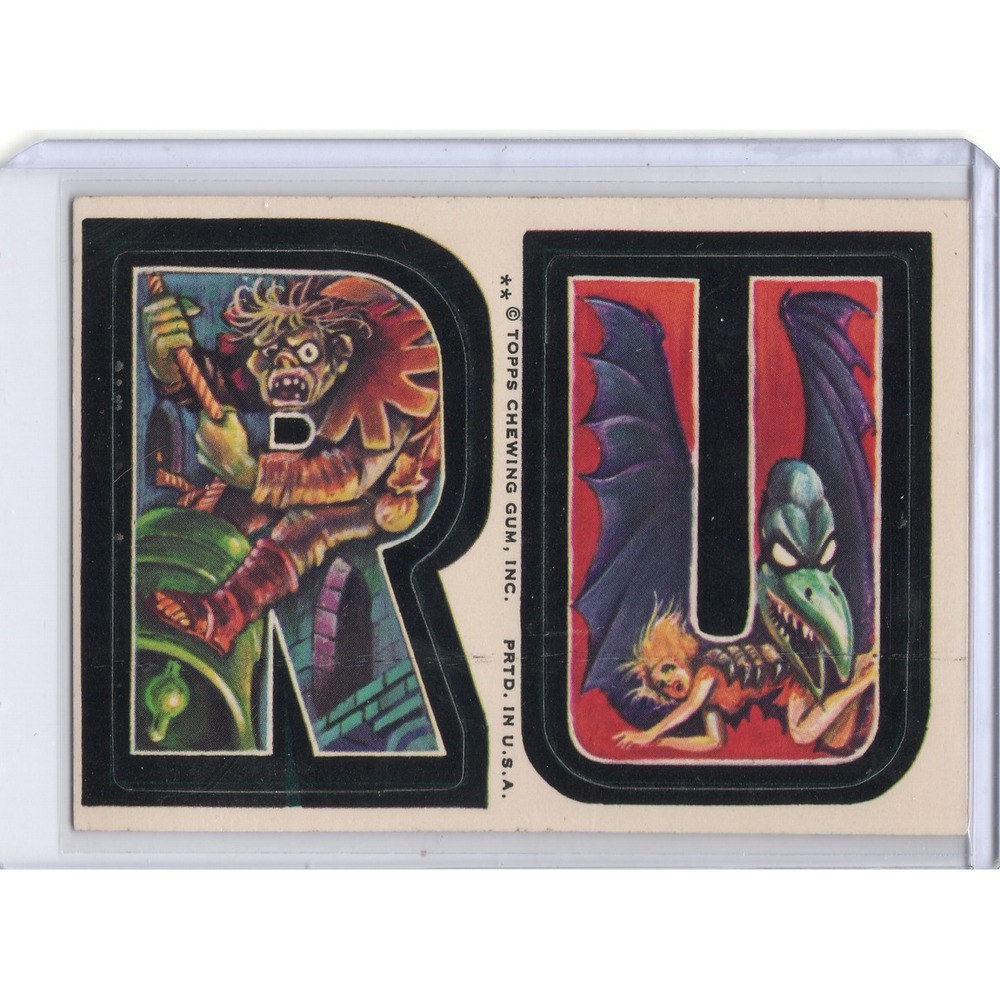 1974 Topps Monster Initials Sticker Card RU #RU